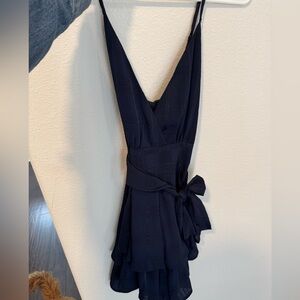Navy Princess Polly romper with tie